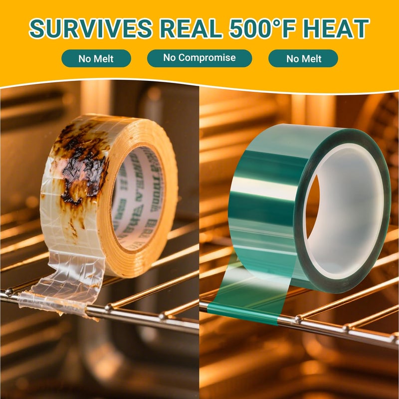 ZeLing HTL شريط الراتنج لتشكيل الراتنج الإيبوكسي - 2" x110' لشريط الراتنج المقاوم للحرارة العالية | مقاوم للحرارة حتى 500°F، لاصق سيليكون أخضر | DIY وطلاء المسحوق - عبوة واحدة - Image 2